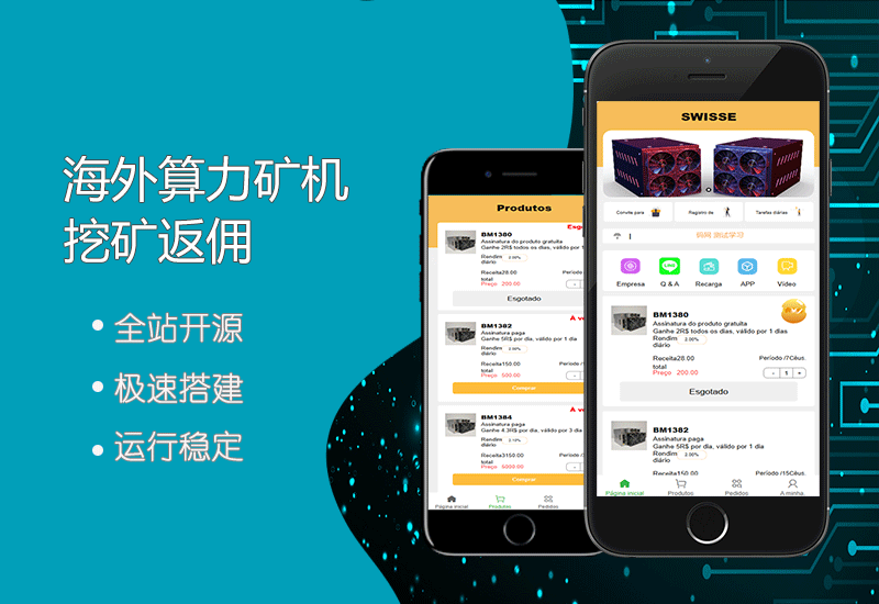 【5语言】矿机挖矿/云矿系统源码/区块链APP开发/USDT/BTC/ETH平台/云算力模式系统搭建-老虎PHP